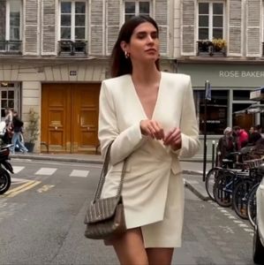 LAST CHANCE NWT ZARA Ecru Draped Pleated Blazer Dress